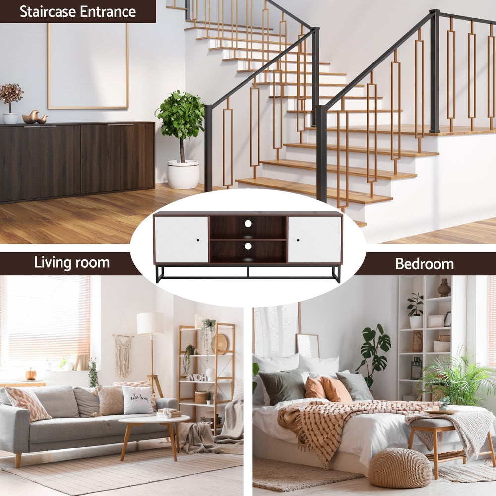 Artiss TV Unit 150cm Storage Shelves Walnut White - Homecoze