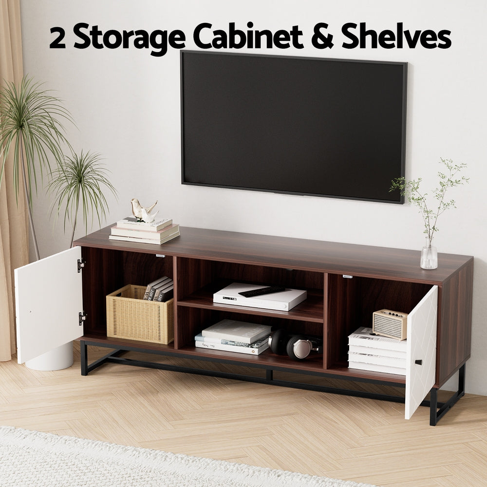 Artiss TV Unit 150cm Storage Shelves Walnut White - Homecoze