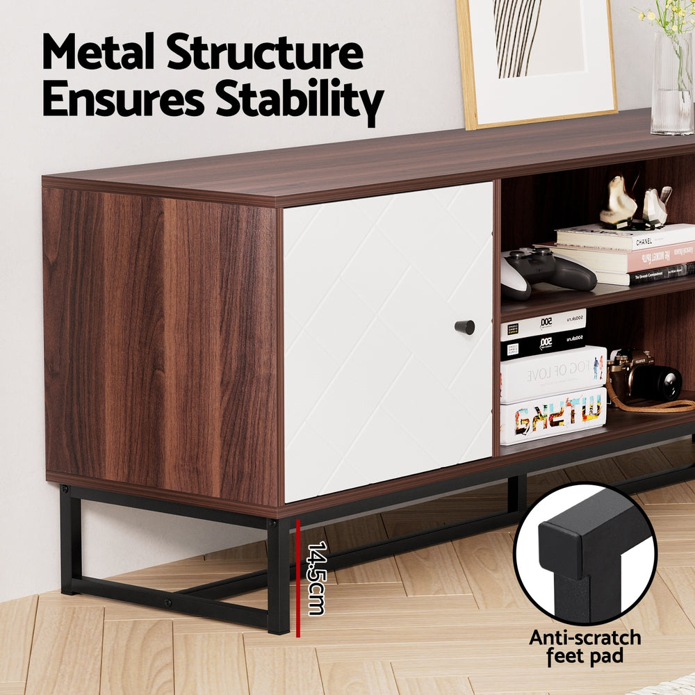 Artiss TV Unit 150cm Storage Shelves Walnut White - Homecoze