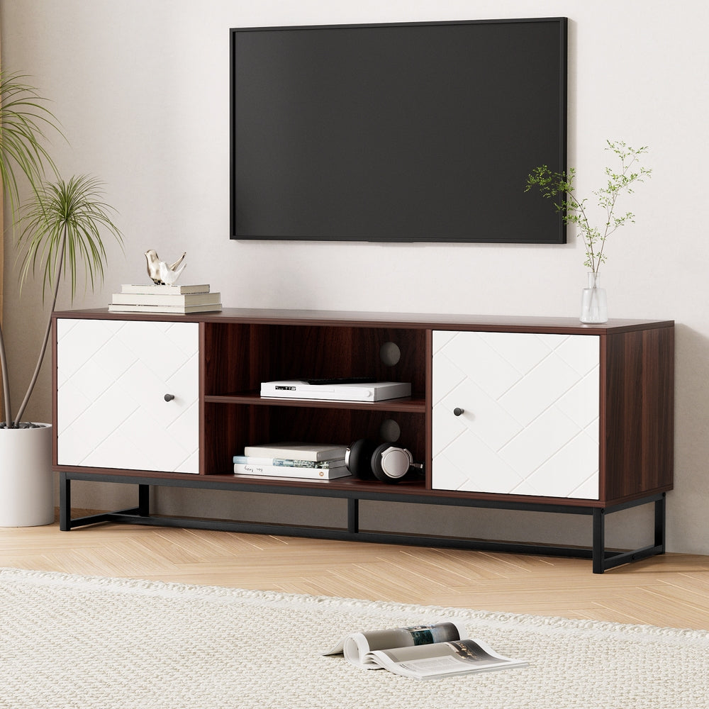 Artiss TV Unit 150cm Storage Shelves Walnut White - Homecoze