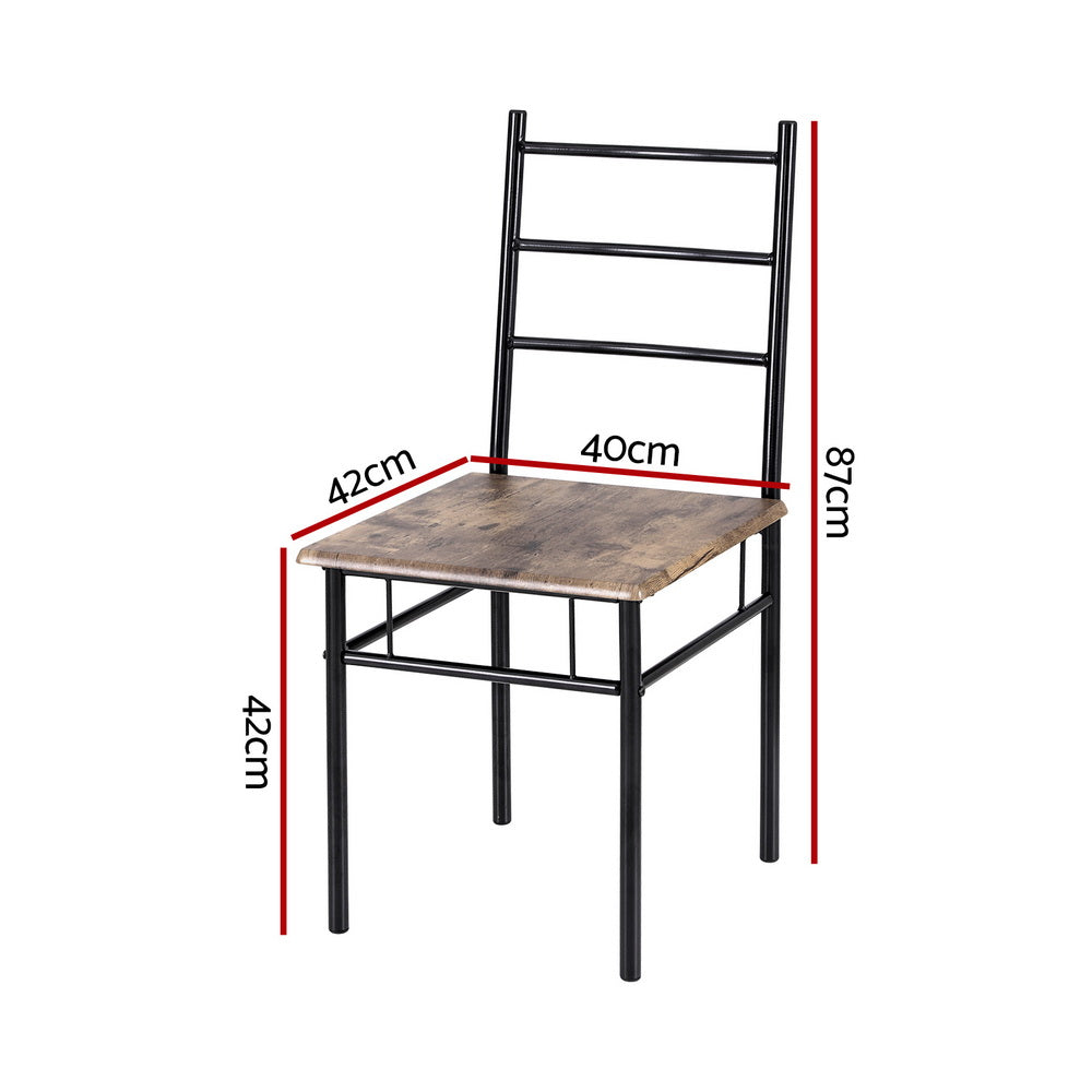 4 Seater Rustic Dining Table & Chair Set - Walnut - Homecoze