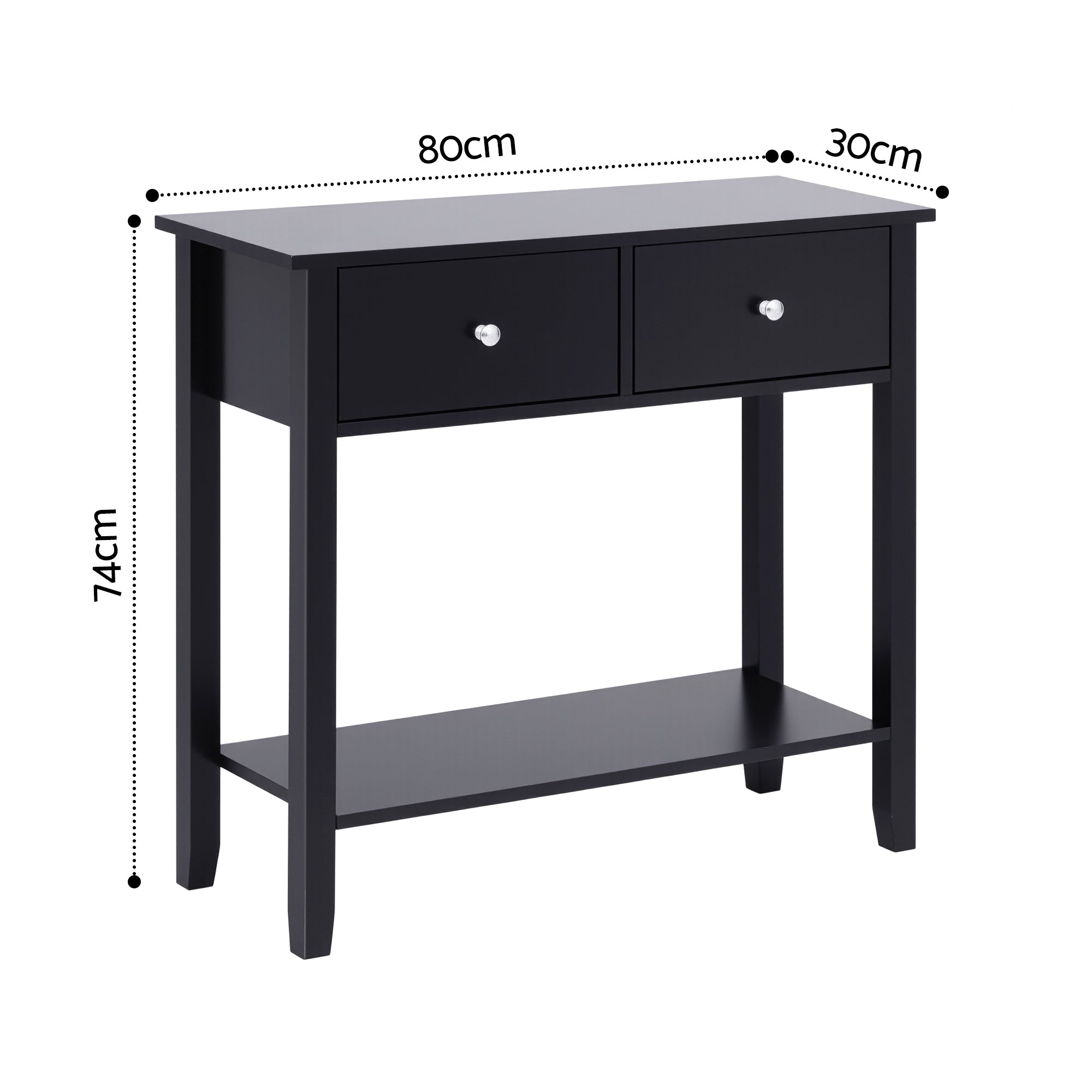 Artiss Console Table Hallway Sofa Entryway Entrance 2 Drawers 80CM Black - Homecoze