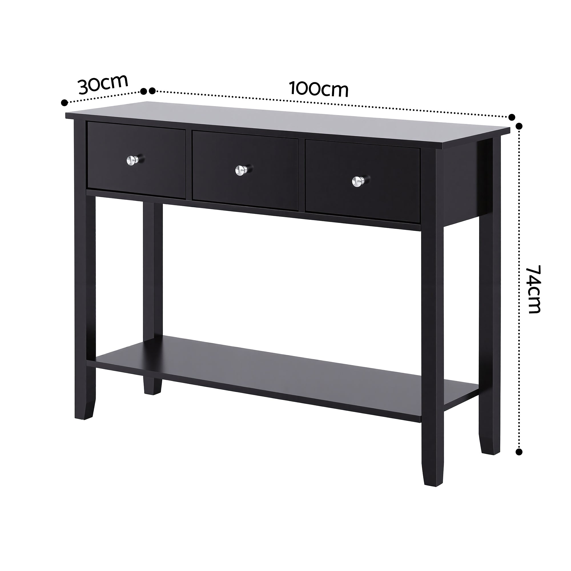 Artiss Console Table Hallway Sofa Entryway Entrance 3 Drawers 100CM Black - Homecoze