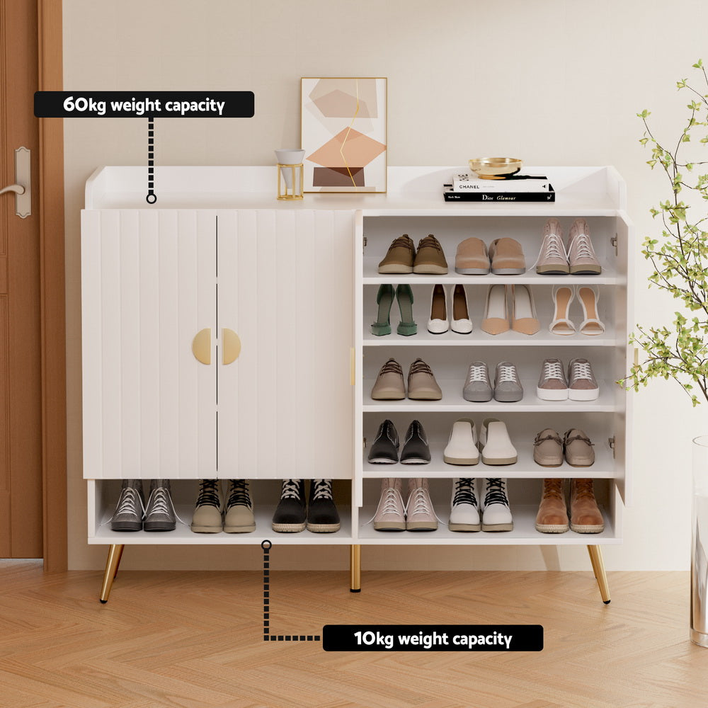 Artiss Shoe Rack Cabinet 5 Tiers 30 Pairs White - Homecoze