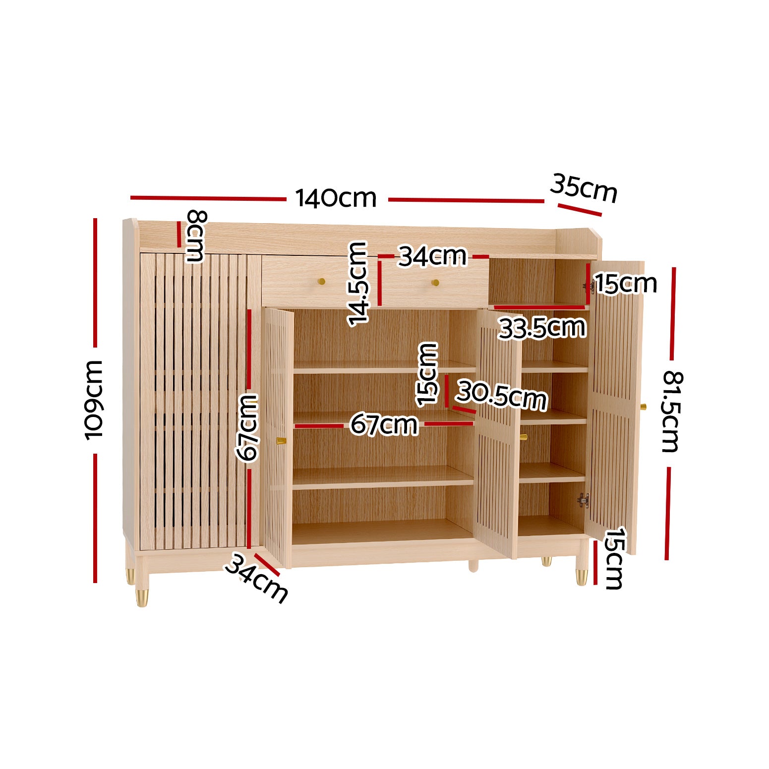 Artiss Shoe Rack Cabinet with Shelves 26 Pairs Pine - Homecoze