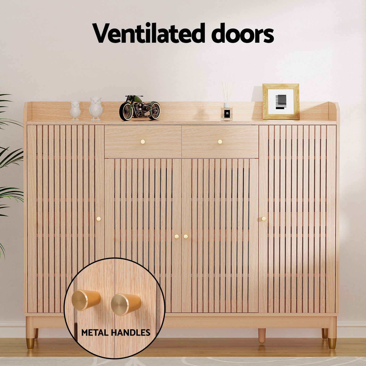Artiss Shoe Rack Cabinet with Shelves 26 Pairs Pine - Homecoze