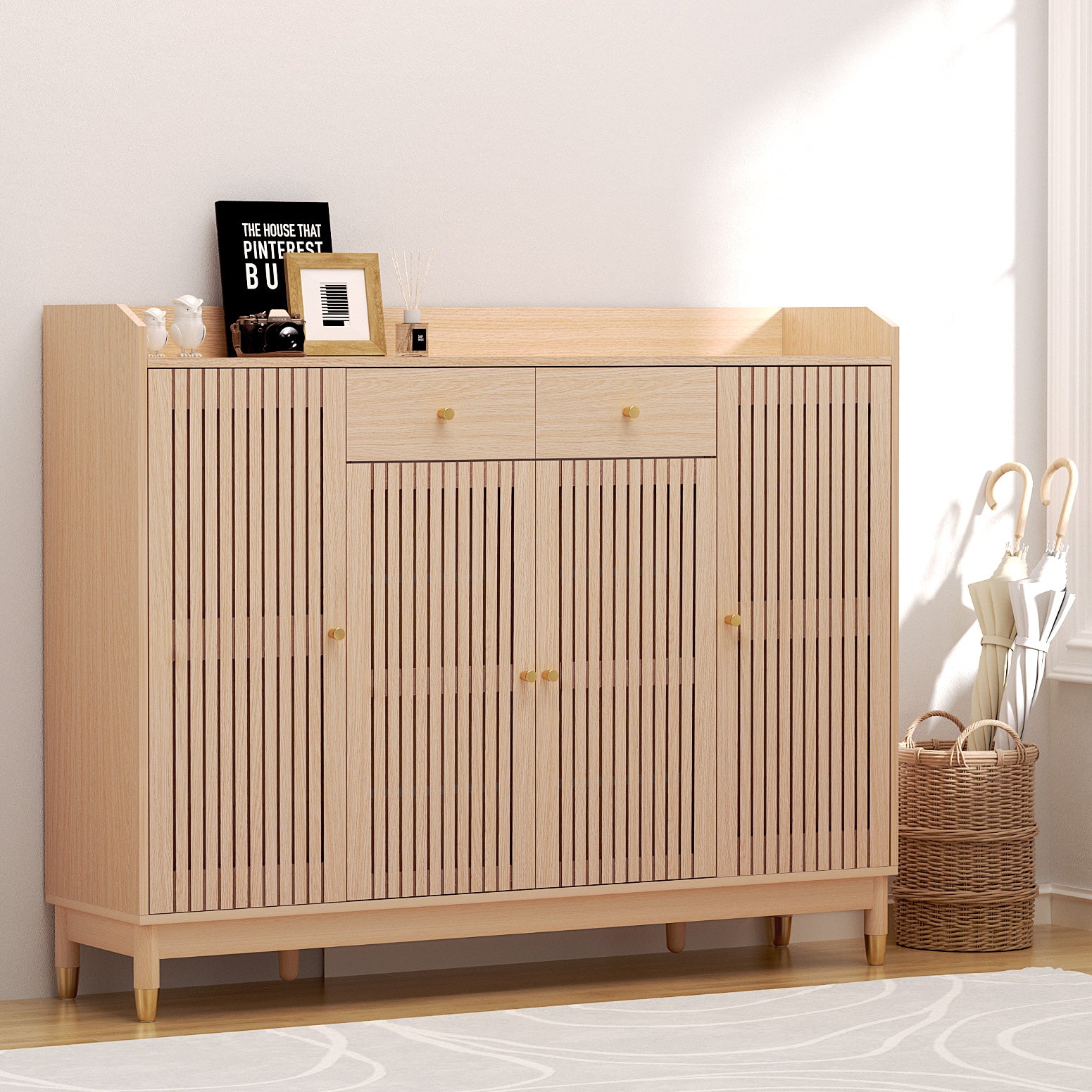 Artiss Shoe Rack Cabinet with Shelves 26 Pairs Pine - Homecoze