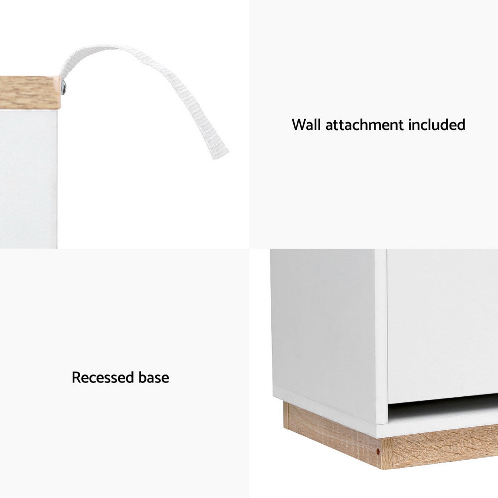 Modern 3-Tier Shoe Storage Sideboard - White & Oak - Homecoze