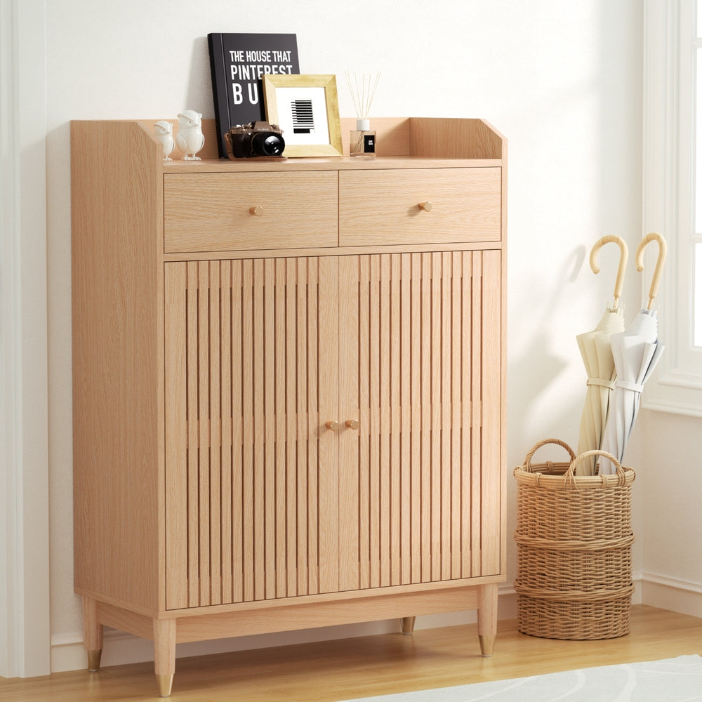 Artiss Shoe Rack Cabinet 4-Tier 16 Pairs Pine - Homecoze