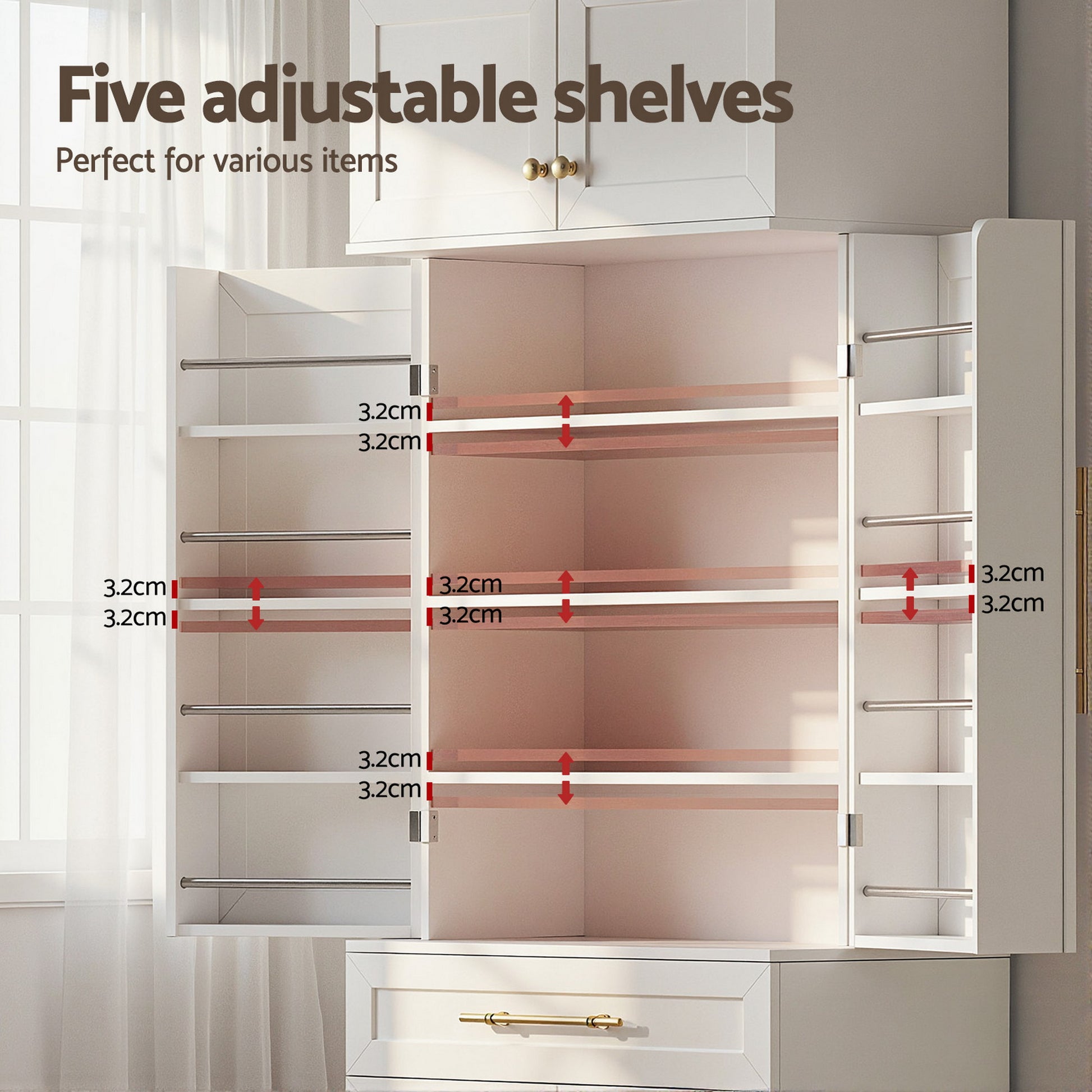Artiss Buffet Sideboard Cabinet Pantry Kitchen Storage Cupboard Drawers Doors - Homecoze