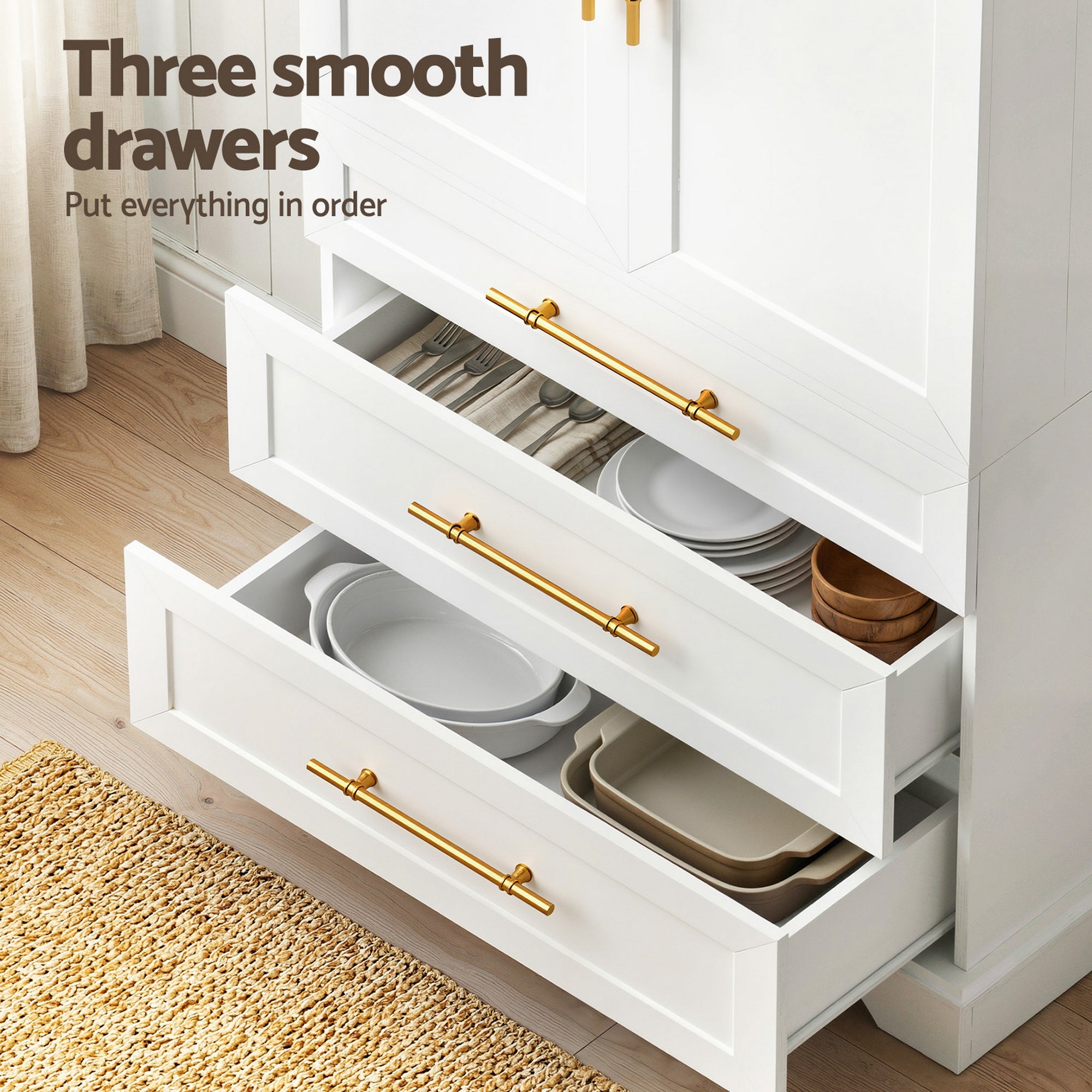 Artiss Buffet Sideboard Cabinet Pantry Kitchen Storage Cupboard Drawers Doors - Homecoze