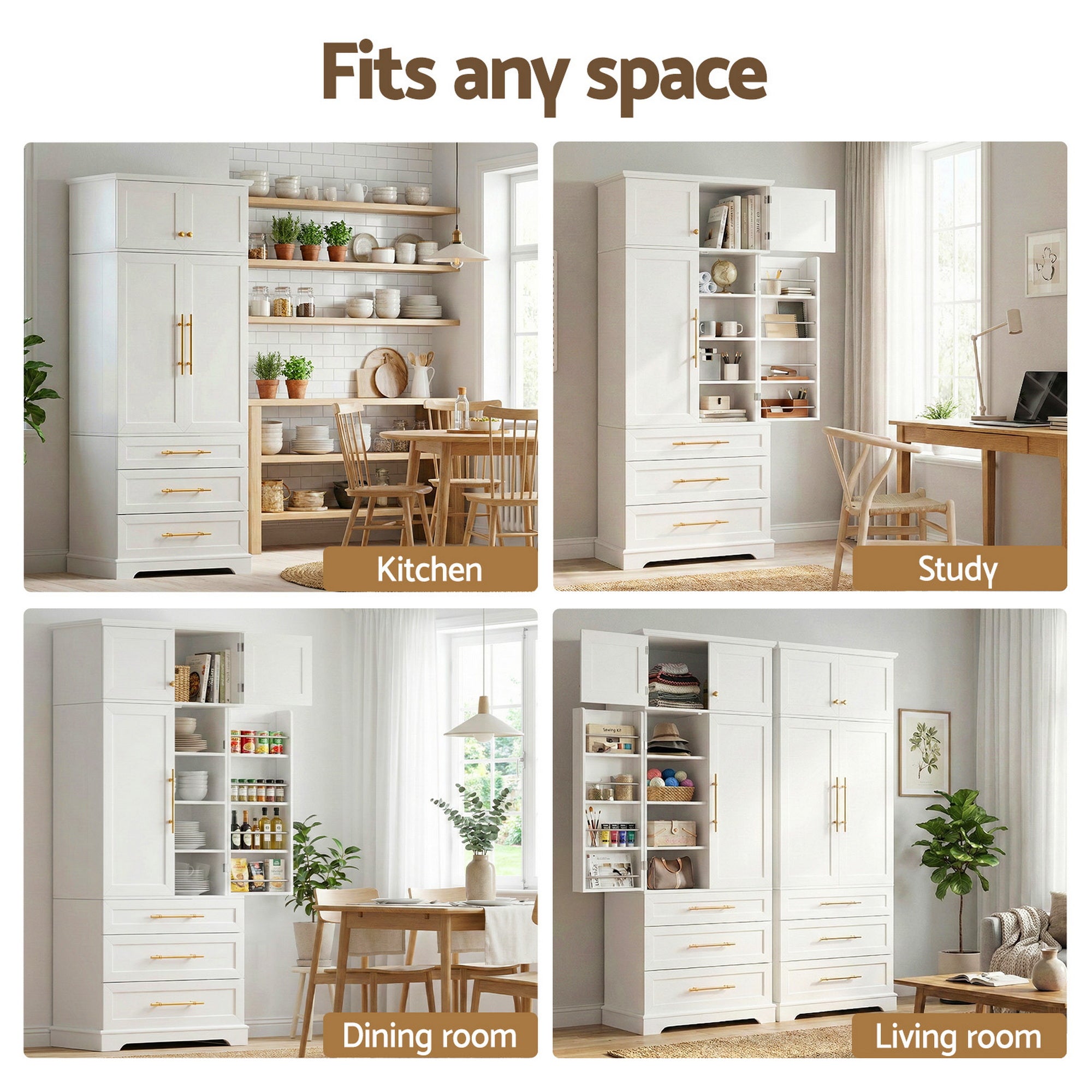 Artiss Buffet Sideboard Cabinet Pantry Kitchen Storage Cupboard Drawers Doors - Homecoze