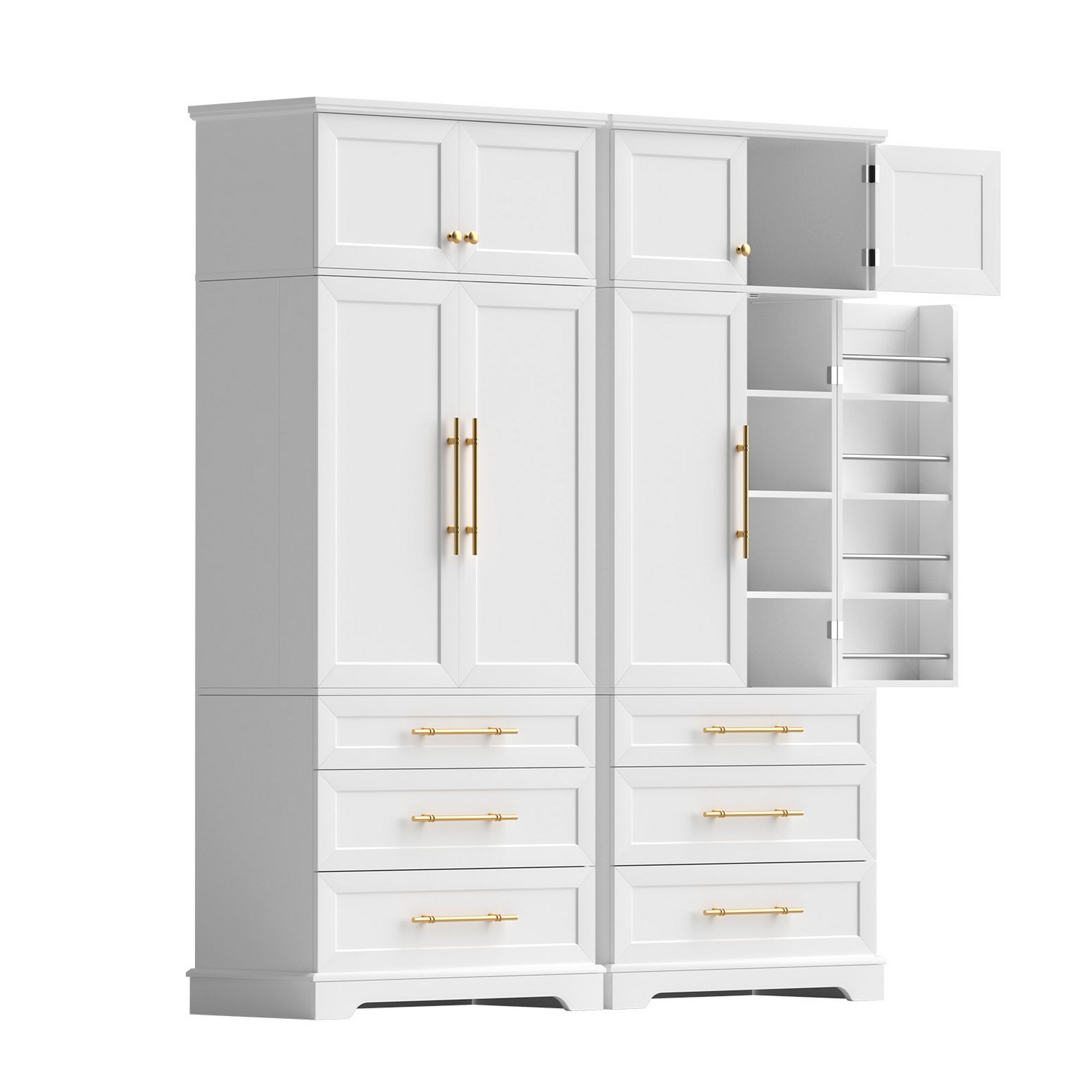 Annalise (Set of 2) Hamptons Kitchen Pantry Storage Cabinets - White