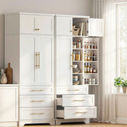 Annalise (Set of 2) Hamptons Kitchen Pantry Storage Cabinets - White