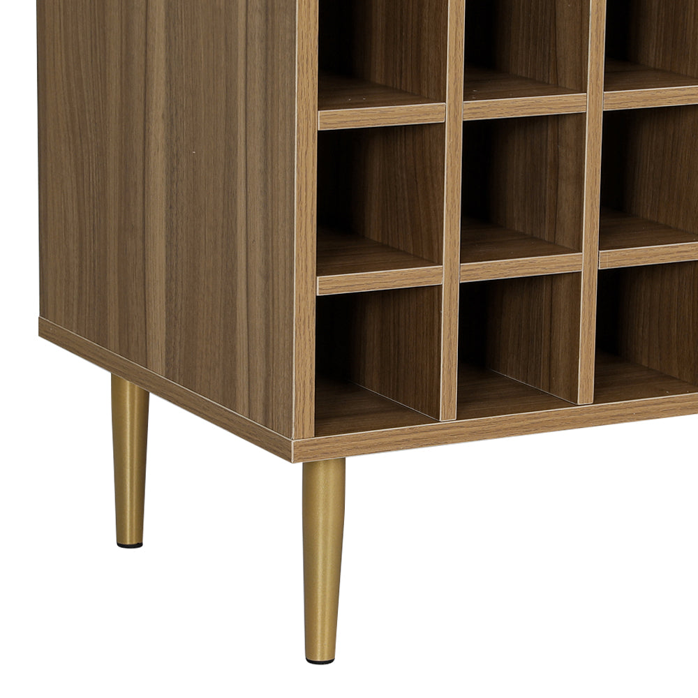 Retro Modern Classic Rattan Buffet Sideboard Wine Storage Rack - Dark Oak - Homecoze