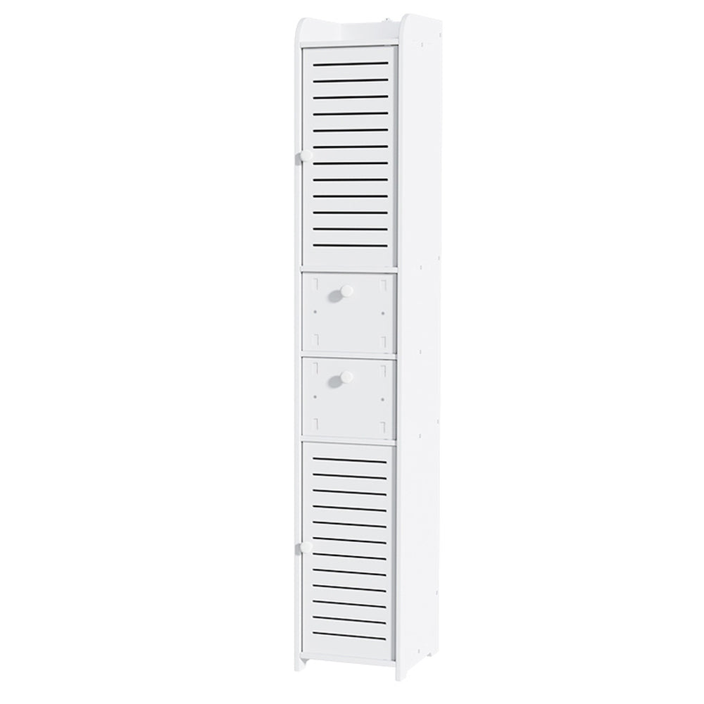 Slimline Bathroom Toilet Storage Cabinet - White - Homecoze