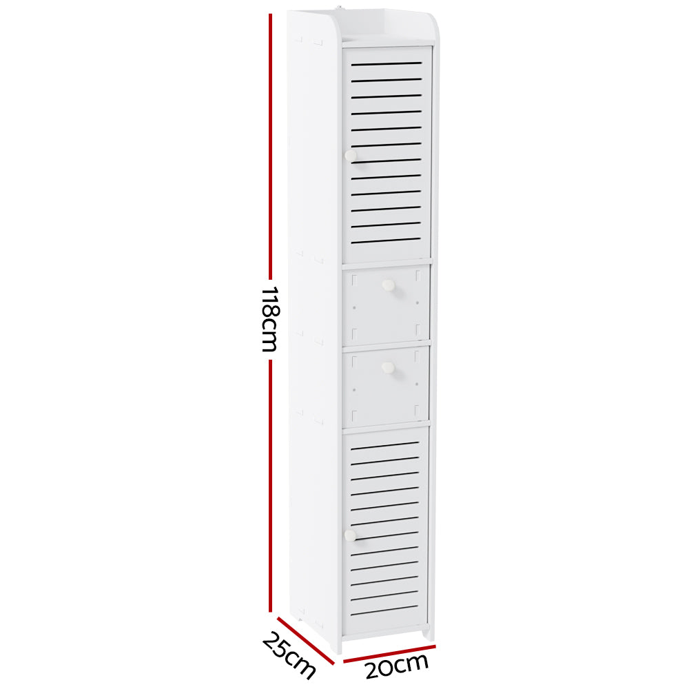 Slimline Bathroom Toilet Storage Cabinet - White - Homecoze