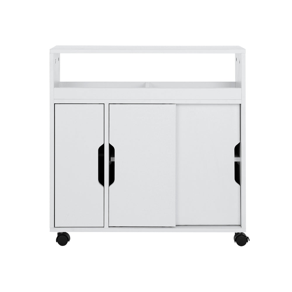 Bathroom Laundry Slim Storage Caddy 3 Door Cabinet Toilet Cupboard - White - Homecoze