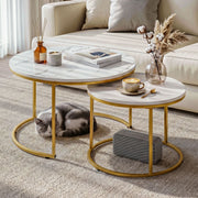 Talia (Set of 2) Nesting Coffee Tables – White & Gold