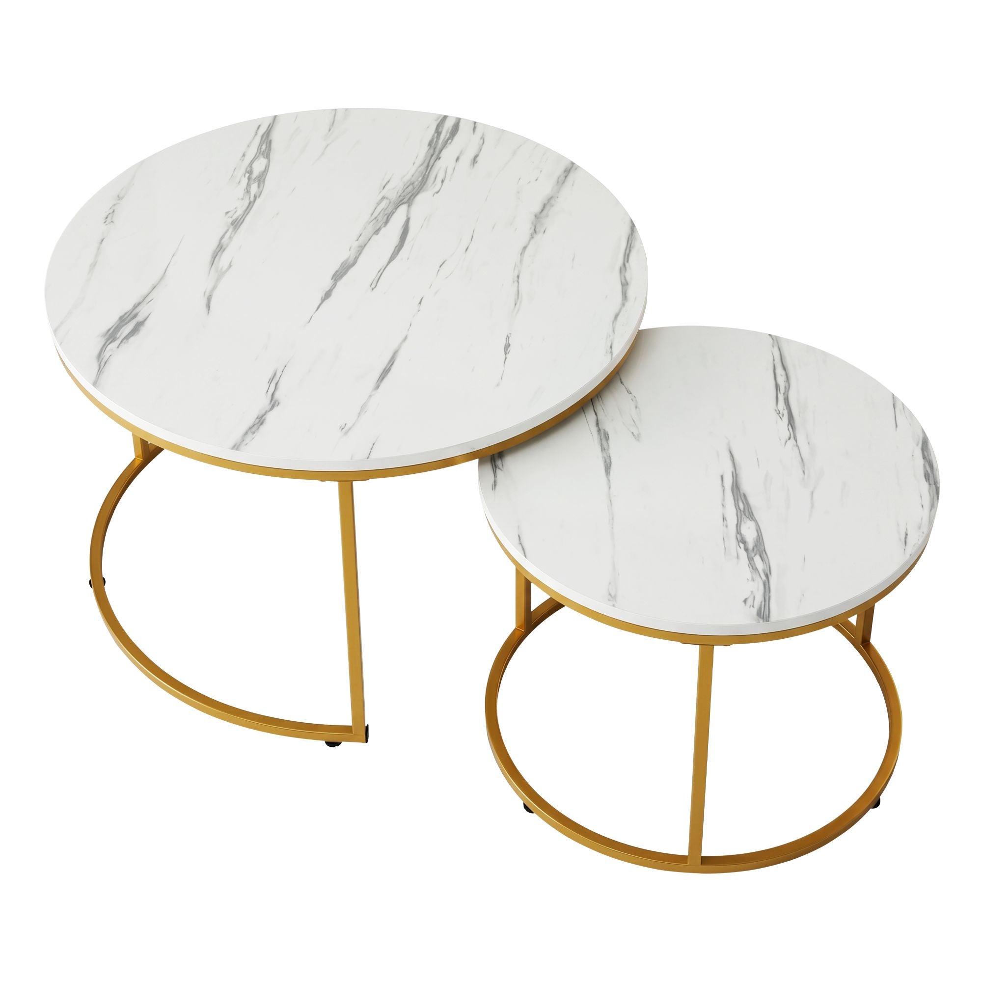 Talia (Set of 2) Nesting Coffee Tables – White & Gold