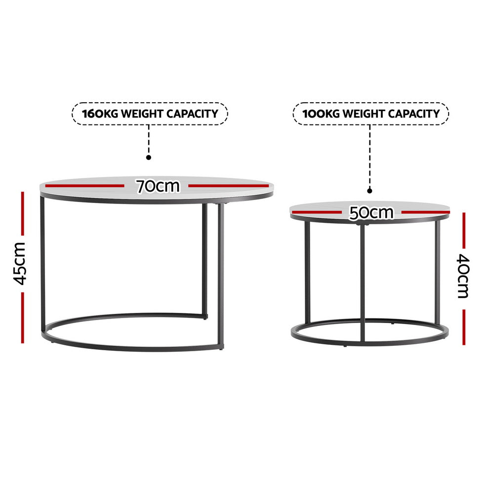 Nesting Coffee Tables (Set of 2) - White - Homecoze