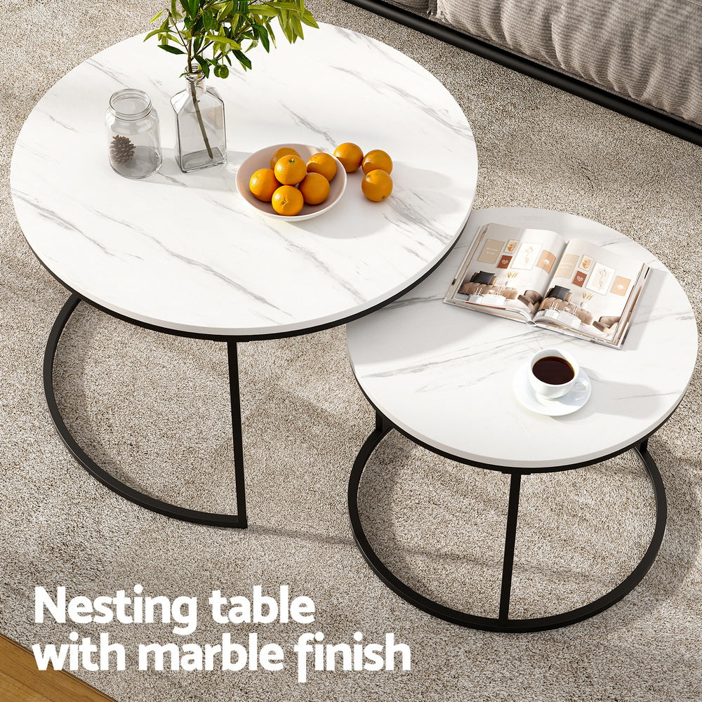 Nesting Coffee Tables (Set of 2) - White - Homecoze