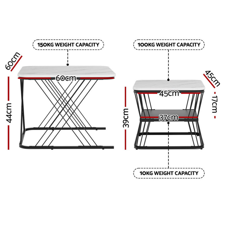 Artiss Nesting Coffee Table Set of 2 Marble Effect - Homecoze