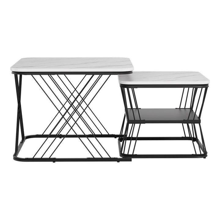 Artiss Nesting Coffee Table Set of 2 Marble Effect - Homecoze