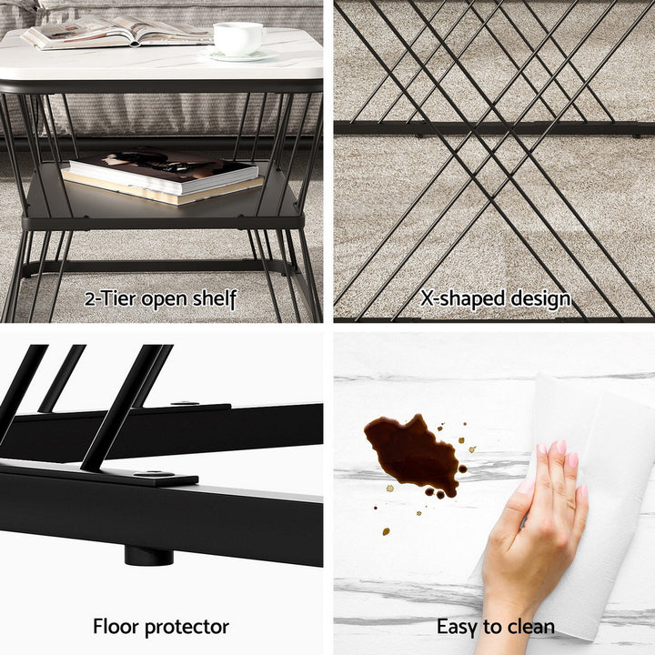 Artiss Nesting Coffee Table Set of 2 Marble Effect - Homecoze