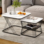 Artiss Nesting Coffee Table Set of 2 Marble Effect - Homecoze