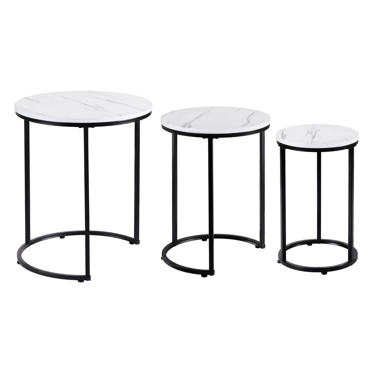 Talia (Set of 3) Nesting Coffee Tables – White & Black