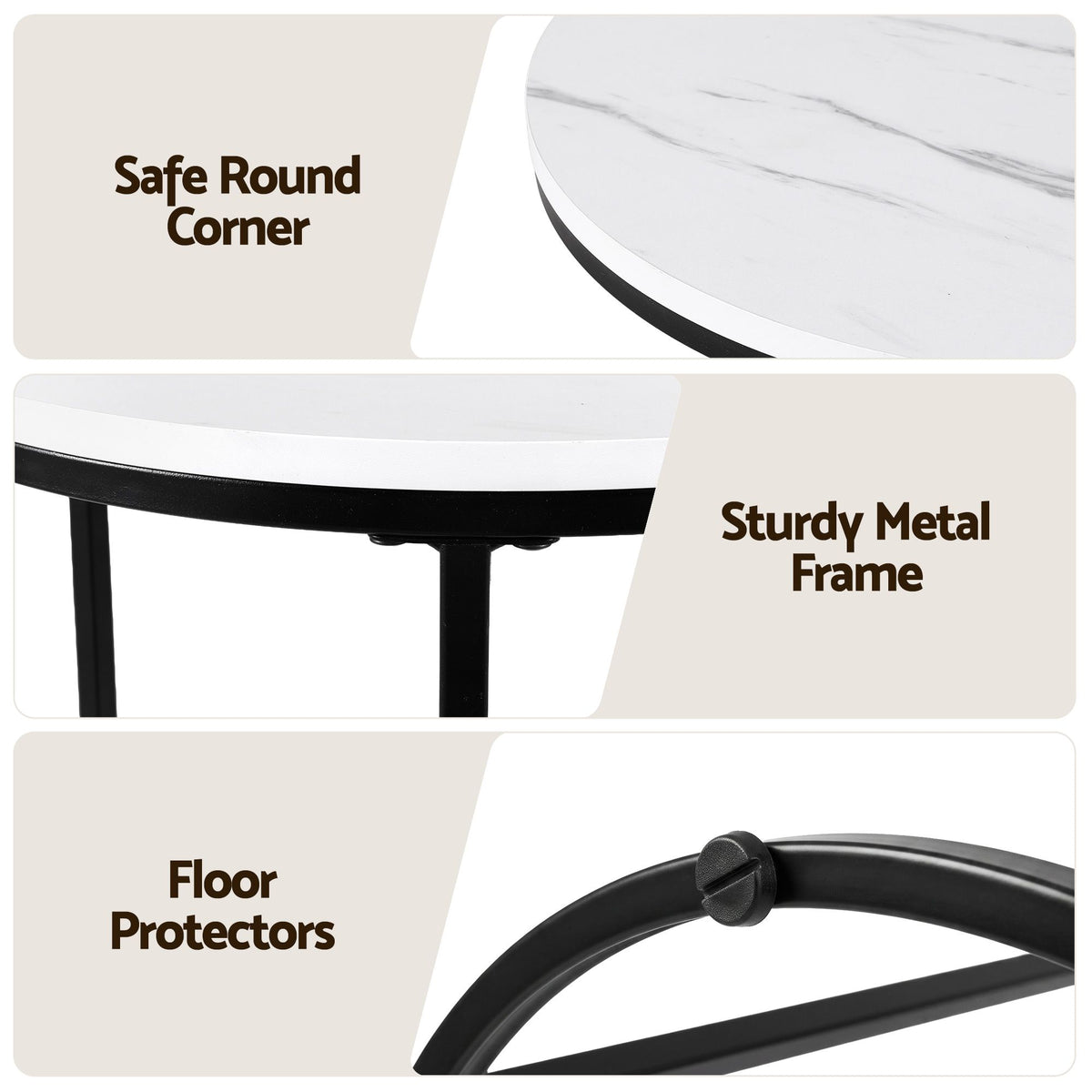 Talia (Set of 3) Nesting Coffee Tables – White & Black