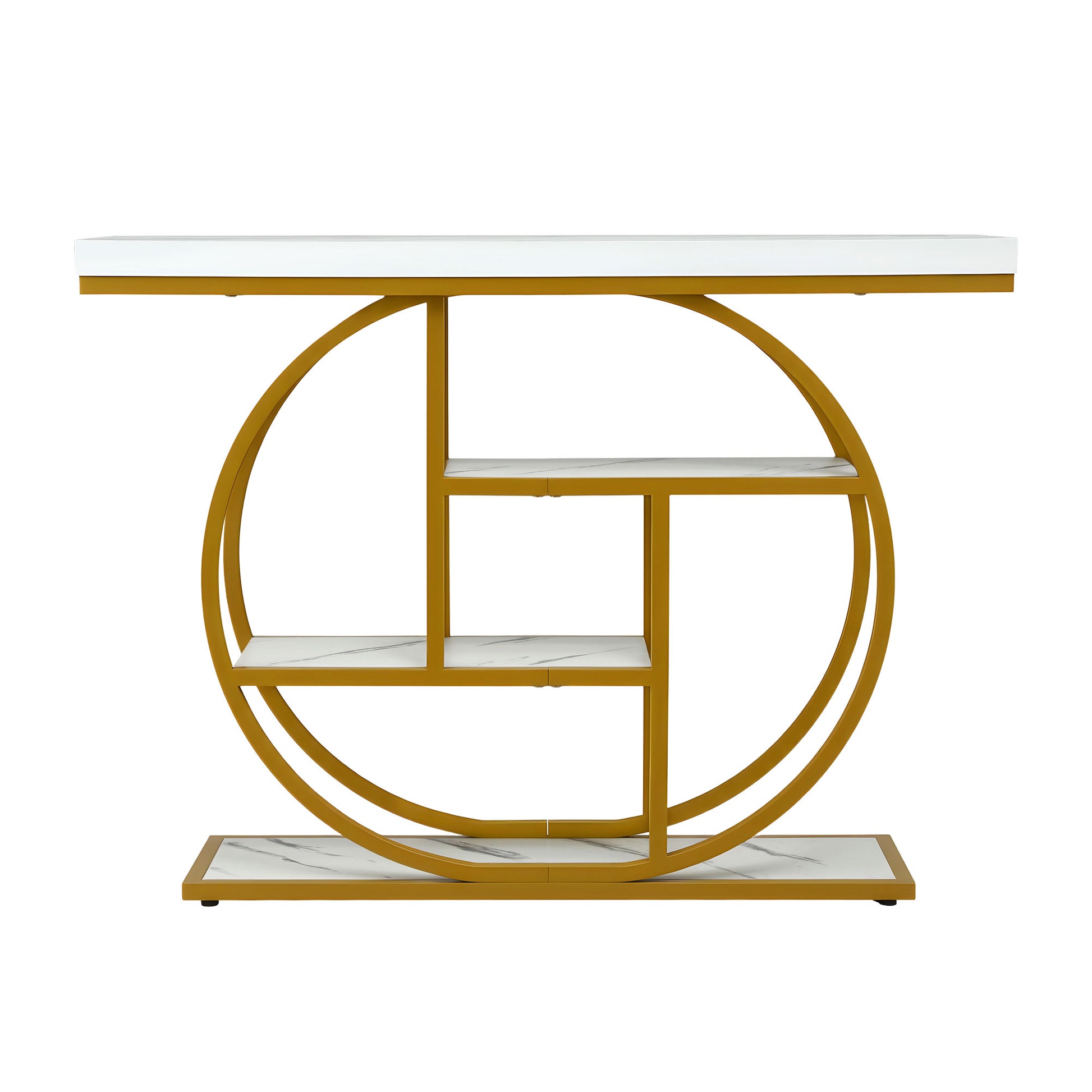 Artiss Console Table Marble Effect 4-Tier Shelves 105CM White&Gold - Homecoze