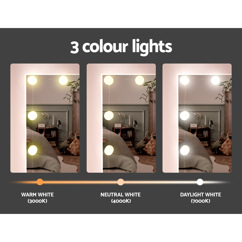 Dressing Table LED Makeup Mirror Stool & Drawer Bedroom Vanity Set - White - Homecoze