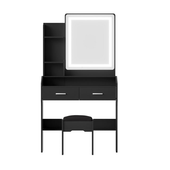 Artiss Dressing Table Set Stool Led Black - Homecoze