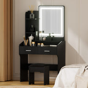 Artiss Dressing Table Set Stool Led Black - Homecoze