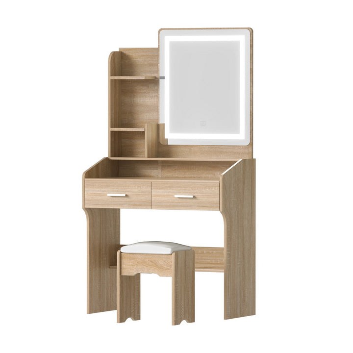 Artiss Dressing Table Set Stool Led Wood - Homecoze