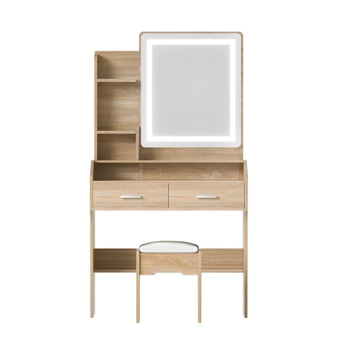 Dressing Table Set with Strip Led - Oak - Homecoze