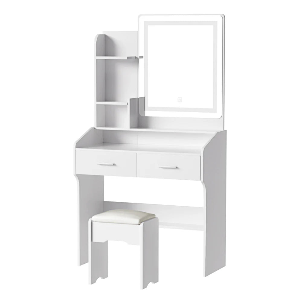 Elisia LED Dressing Table & Stool – White - Homecoze