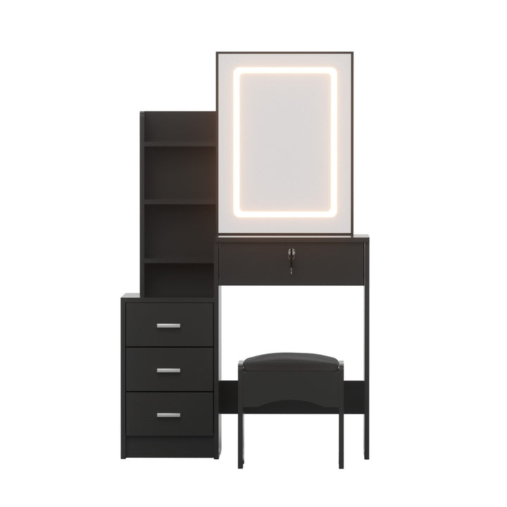 Artiss Dressing Table Vanity Desk Set Stool Led Black - Homecoze