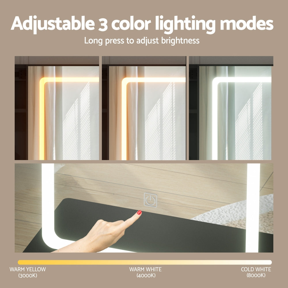 Artiss Dressing Table Vanity Desk Set Stool Led Black - Homecoze