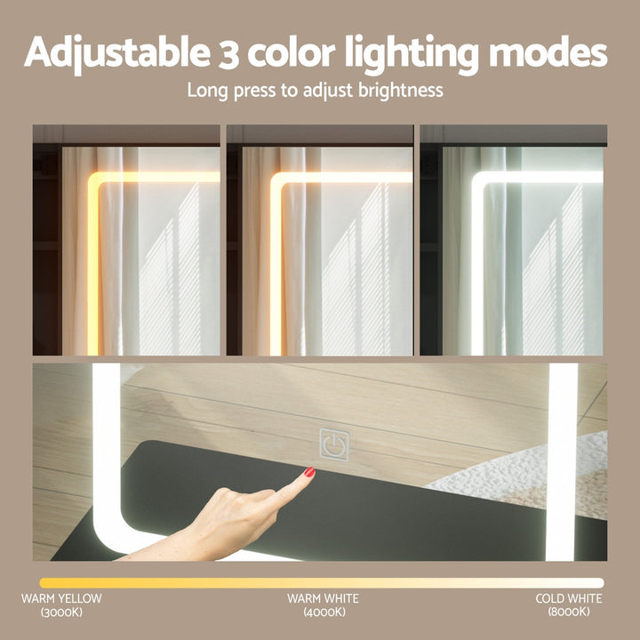 Artiss Dressing Table Vanity Desk Set Stool Led Black - Homecoze