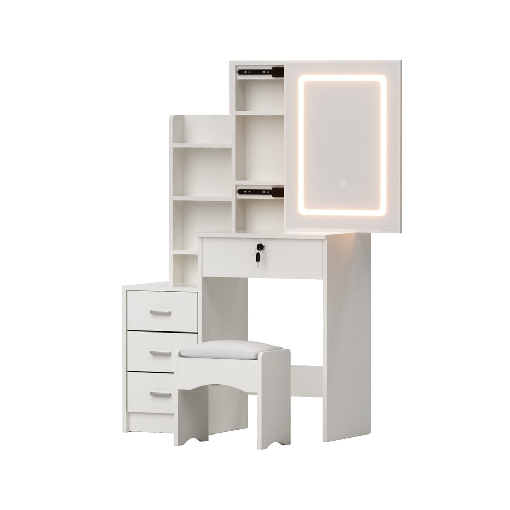Artiss Dressing Table Vanity Desk Set Stool Led White - Homecoze