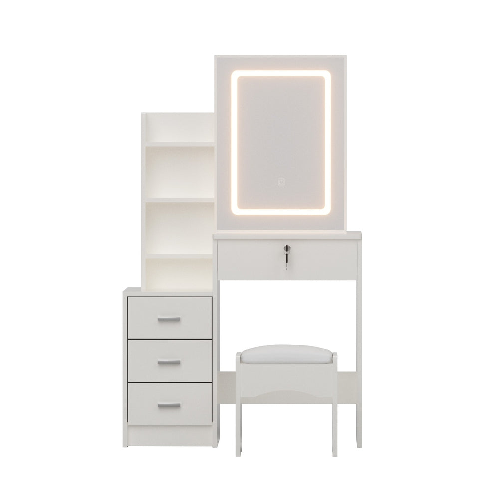 Artiss Dressing Table Vanity Desk Set Stool Led White - Homecoze