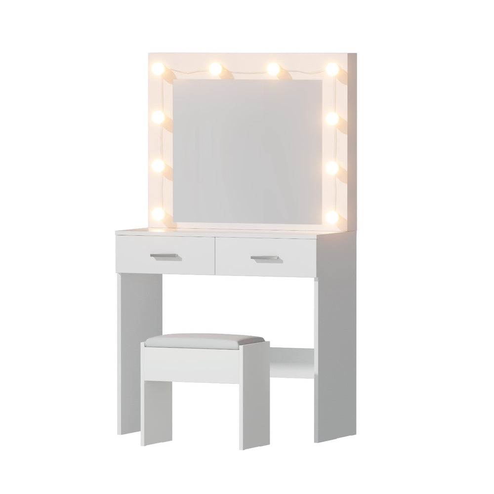 Artiss Dressing Table Vanity Desk Set Stool 10 Led Bulbs White - Homecoze
