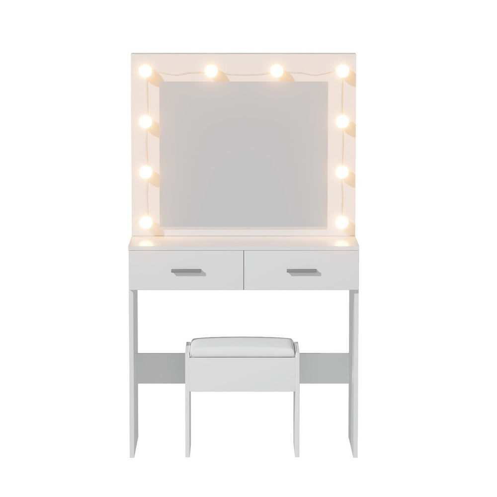 Artiss Dressing Table Vanity Desk Set Stool 10 Led Bulbs White - Homecoze