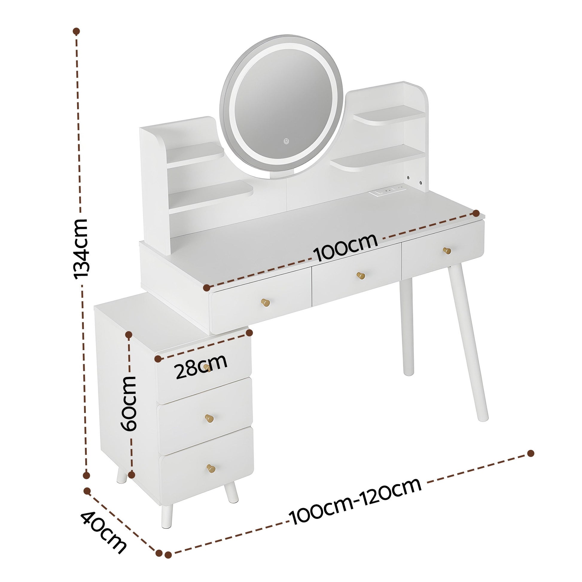 Artiss Dressing Table Vanity Desk LED Charging Station White - Homecoze