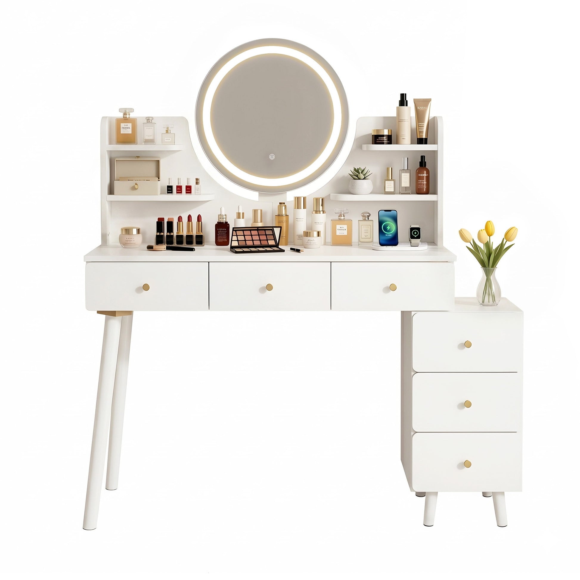 Artiss Dressing Table Vanity Desk LED Charging Station White - Homecoze