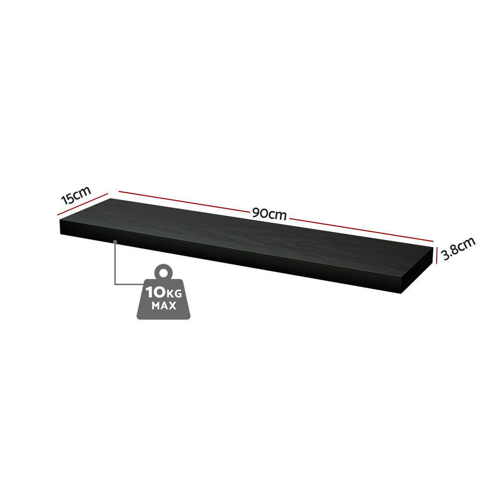 Artiss Floating Wall Shelf Set of 2 Black 90CM - Homecoze