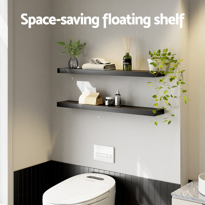 Artiss Floating Wall Shelf Set of 2 Black 90CM - Homecoze